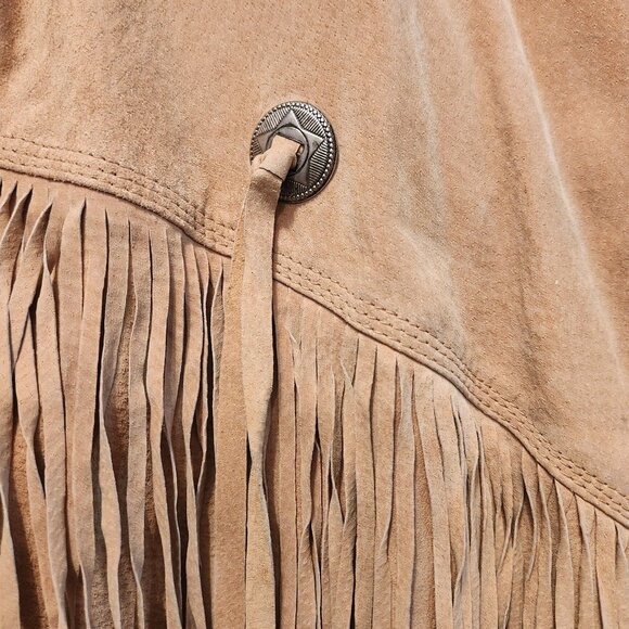 Vintage Men's M Julian Suede Fringe Concho Western Motorcycle Tan Jacket Sz 16 - Picture 8 of 16